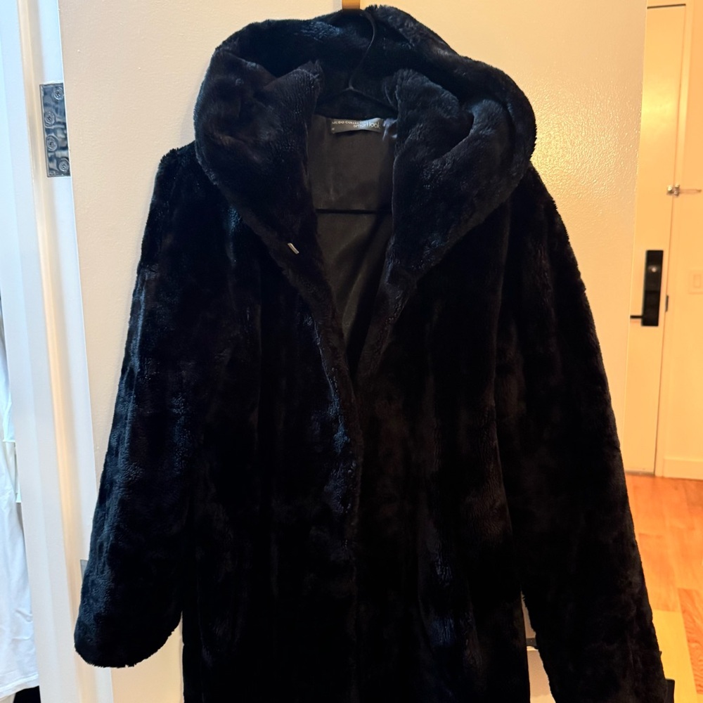 Luxurious Black Teddy Hooded Jacket Coat
